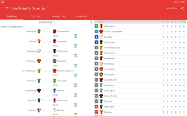 Live Scores for Super Lig 2023 android App screenshot 0